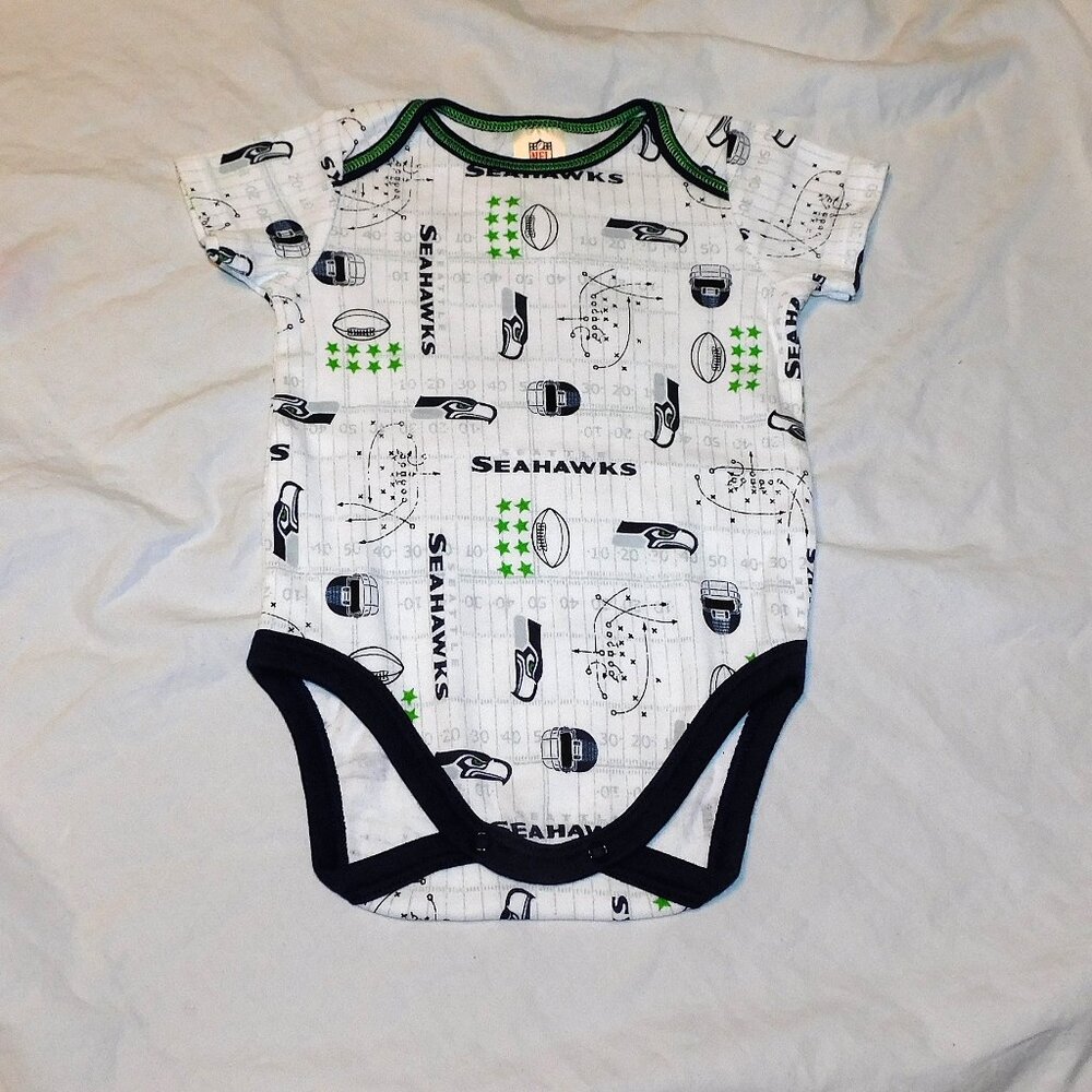 Baby Seattle Seahawks One Piece NFL Football Unisex Sizes 3-6 & 6-12 M NEW